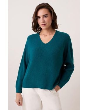 Celtic & Co. Ribbed V-Neck Sweater - Blue
