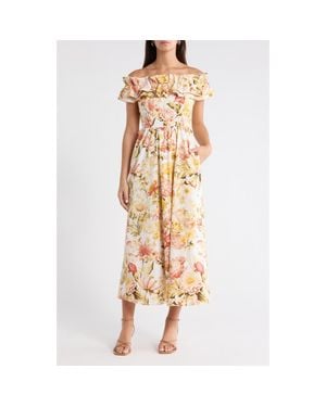 Sugarlips Zury Floral Jana Ruffle Maxi Dress - Metallic