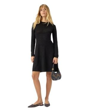 Missoni Long Sleeve Short Dress With Chevron Pattern - Black