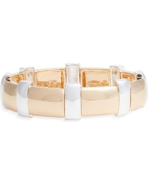 Open Edit Metal Bar Stretch Bracelet - White
