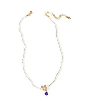 Girls Crew Evil Eye Beaded Necklace - Metallic