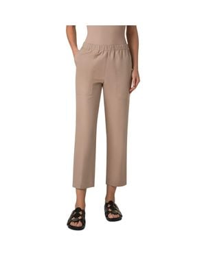 Akris Punto Farello Elastic Waist Cotton Ankle Pants - Natural