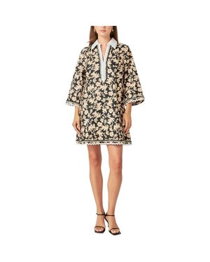 English Factory Floral Cotton Mini Shirtdress - White