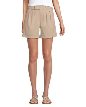 Lands' End Chino High Rise Pleated 7 Shorts - Natural