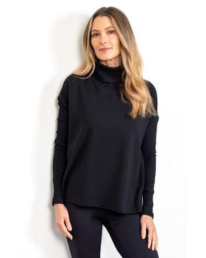 JJwinks Built-In Shelf Fleece Turtleneck With Rib Details - Blue