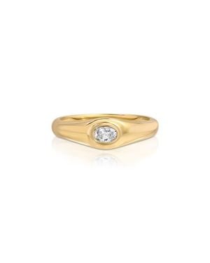 EF Collection Oval Diamond Signet Ring - Multicolor