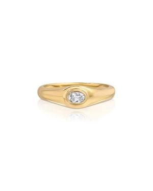 EF Collection Oval Diamond Signet Ring - Multicolor