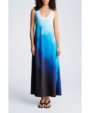 Kenneth Cole Print Sleeveless Maxi Dress - Blue