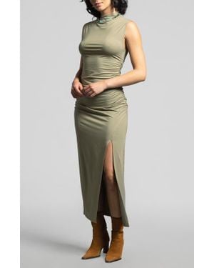 WEEKEND LOS ANGELES Rose Ruched Mock Neck Maxi Dress - Multicolor
