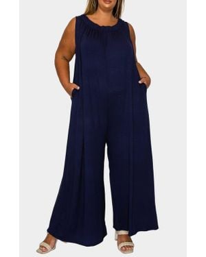 L I V D Olson Pocket Wide Leg Jumpsuit - Blue
