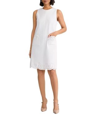 Jones New York Eyelet Embroidery Sleeveless Minidress - White