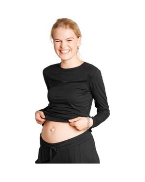 Nom Maternity Liv Long Sleeve Crew Neck Tee - Black