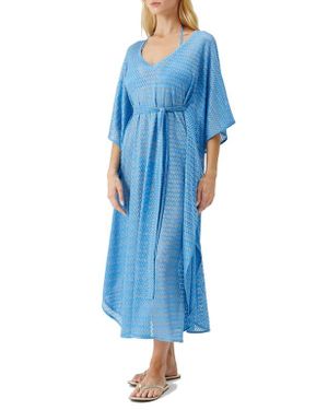 Melissa Odabash June Mixed Stitch Tie Waist Cover-Up Maxi Dress - Blue