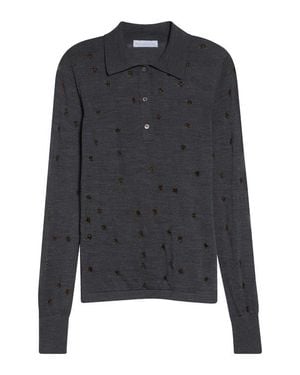 Stella McCartney Glitter Dot Wool Blend Polo Sweater - Black