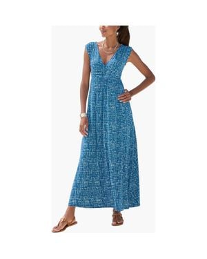 Lascana Print V-Neck Maxi Dress - Blue
