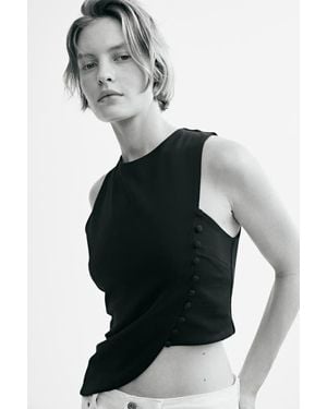 H&M Asymmetric Jersey Top - Black