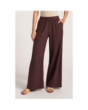 Matty M Seraphine Wide Leg Linen Blend Pants - Brown