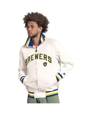 Starter Milwaukee Brewers The Captain Cooperstown Logo Full-Zip Varsity Jacket - Natural