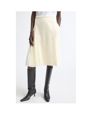 Jil Sander Pleat Godet Wool Sablé Skirt - White