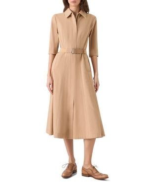 Akris Belted Stretch Denim Midi Dress - Natural