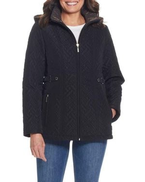 Gallery Quilted Jacket With Removable Hood - Blue