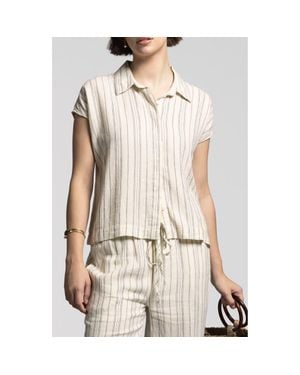 WEEKEND LOS ANGELES Stripe Linen Blend Shirt - Natural