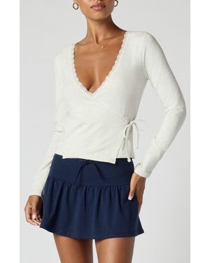 Florence By Mills Stretch Jersey Wrap Top - White