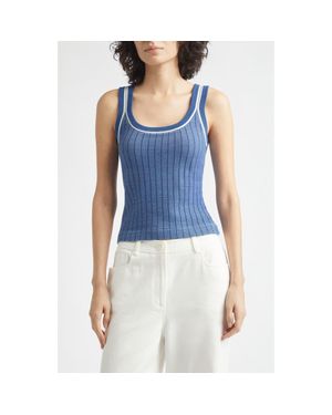 Toccin Freja Rib Scoop Neck Knit Tank - Blue