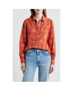 Pendleton Winona Puff Sleeve Western Shirt - Orange