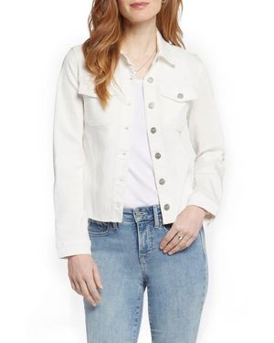NYDJ Fray Hem Denim Jacket - White