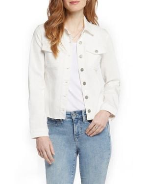 NYDJ Fray Hem Denim Jacket - White