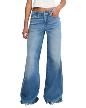 GOOD AMERICAN Soft-Tech Good Waist Palazzo Jeans - Blue