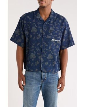 Honor The Gift Floral Twill Camp Shirt - Blue