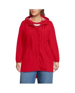 Lands' End Squall Packable Waterproof Raincoat - Red