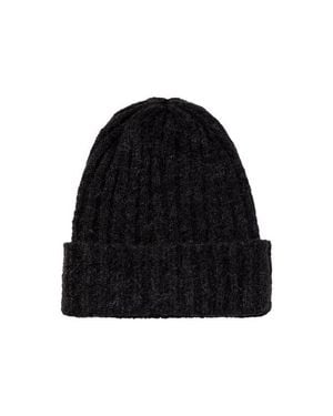 HYER GOODS Upcycled Alpaca Wool Chunky Rib Beanie - Black