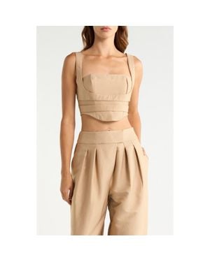 AFRM Kendra Layered Crop Bustier Top - Brown