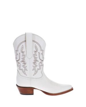 Malibu Beachwear Premium Western Leather Boots Michelle - White