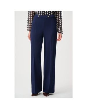 Joseph Ribkoff Scuba Crepe Wide Leg Pull-On Pants - Blue