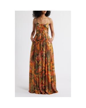 Santi Leela Metallic Gown - Orange