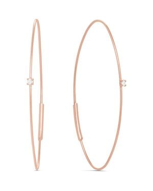 Lana Jewelry 14K Diamond Oval Magic Hoop Earrings - White
