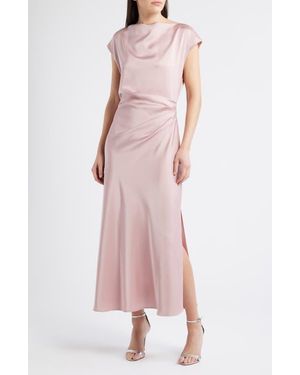 Sam Edelman Side Ruched Satin Maxi Dress - Pink