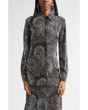 Rabanne Firework Embellished Crepe Button-Up Shirt - Black