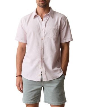 Marine Layer Better-Than-Linen Hemp Blend Short Sleeve Button-Up Shirt - Gray