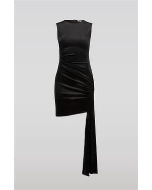 Saemdi Velvet Side Tail Dress - Black