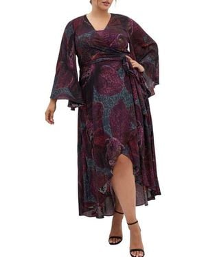 City Chic Evangeline Wrap Maxi Dress - Multicolor
