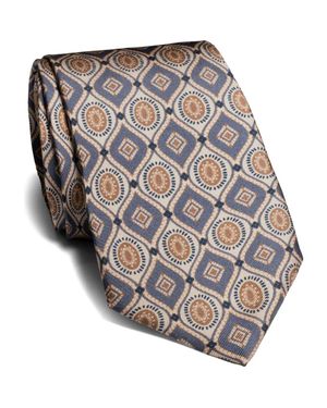 Jack Victor Wagner Geometric Silk Tie - Blue