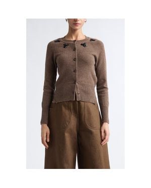 Simone Rocha Embellished Cashmere Cardigan - Brown