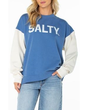 Roxy Lineup Contrast Crewneck Sweatshirt - Blue