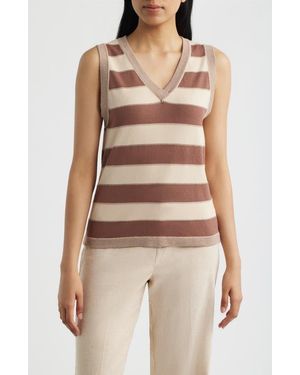 Wit & Wisdom Stripe V-Neck Sweater Vest - Multicolor
