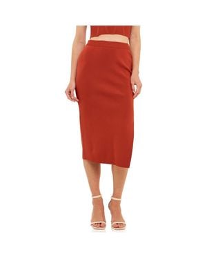 Endless Rose Side Slit Midi Skirt - Red